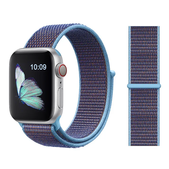 Für Apple часы Uhr группа серии 3/2/1 38 мм 42 мм нейлон Weiche Atmungsaktive нейлон für наручных часов iWatch, ersatz Спорт Шлайфе series4 40 мм 44 м - Цвет ремешка: Color33 Cerulean