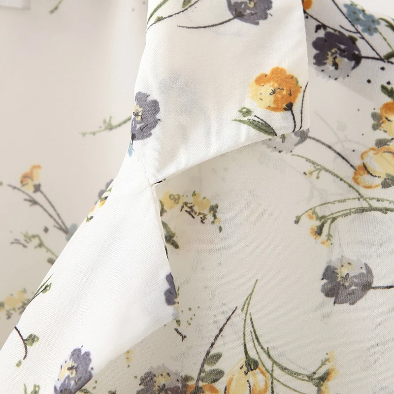 Autumn Loose single breasted bust 106cm Women floral printed tops fashion office lady long sleeve elegant work shirts n321 | Женская