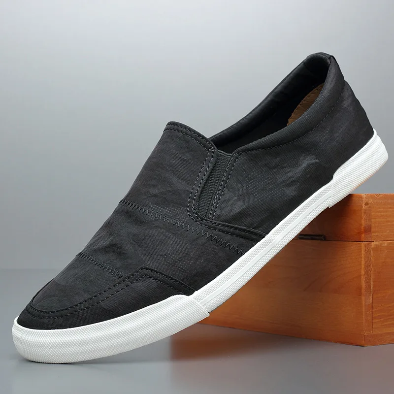 

Мужские легкие парусиновые туфли, дышащие лоферы, мягкая удобная Уличная обувь на плоской подошве для ленивых, весна-лето