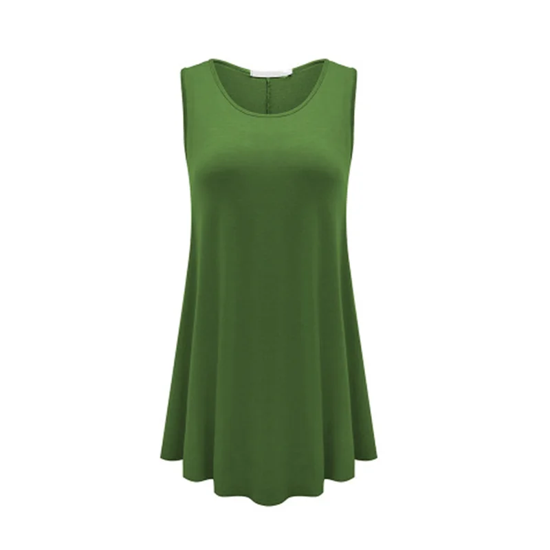 

2021 New Spring Loose Dress Women Casual Solid Color Soft Sleeveless O-Neck Dresses Fashion Beach Style Women's Dress