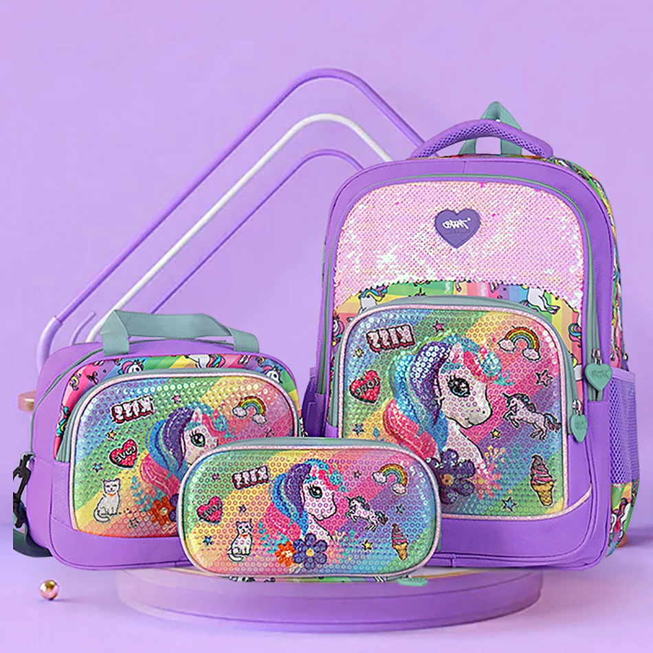 3 шт. Детские радужные школьные сумки с блестками и единорогом | Мать ребенок
