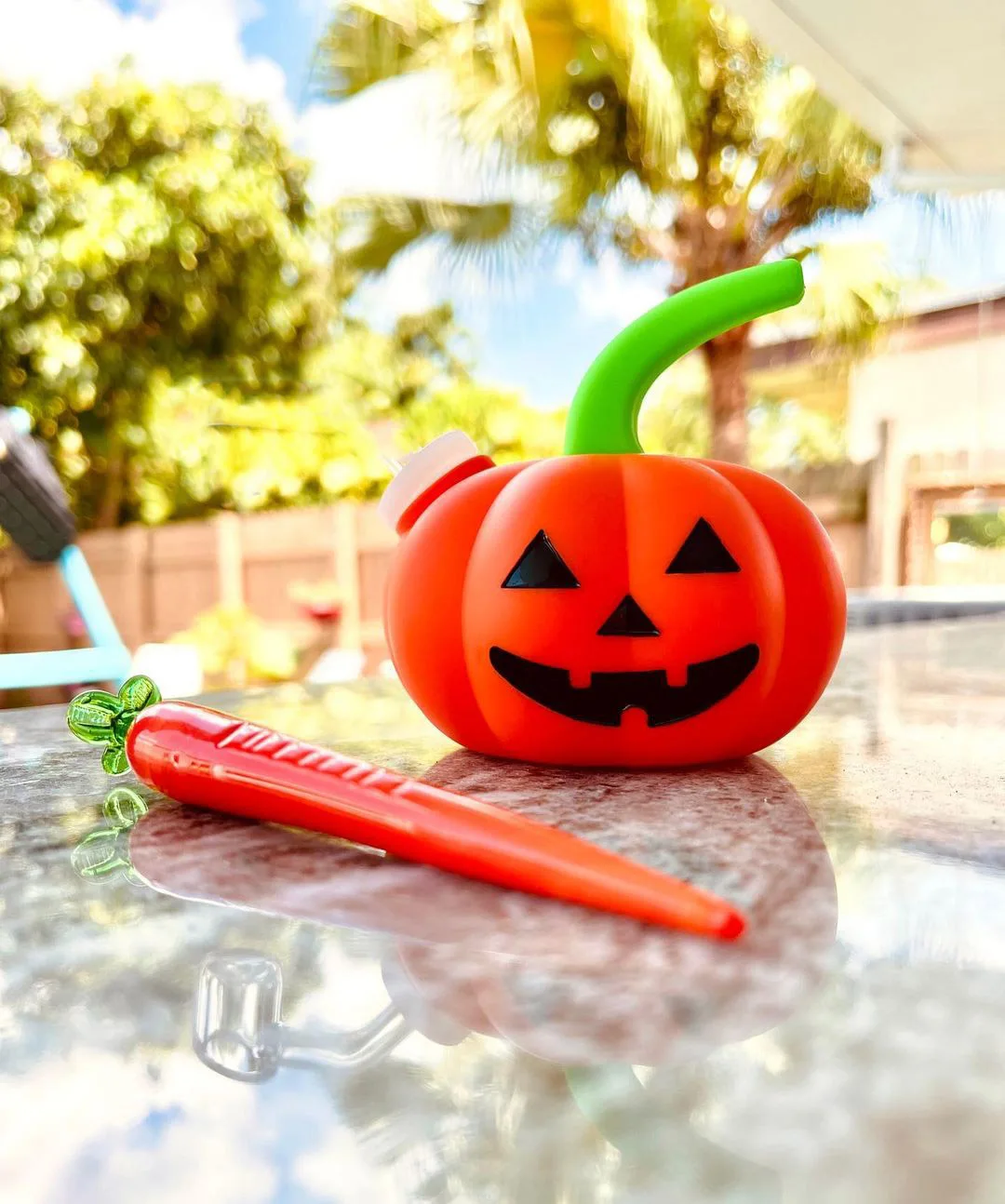 Силиконовая Тыква MINI BONG со съемной стеклянной чашей | Дом и сад