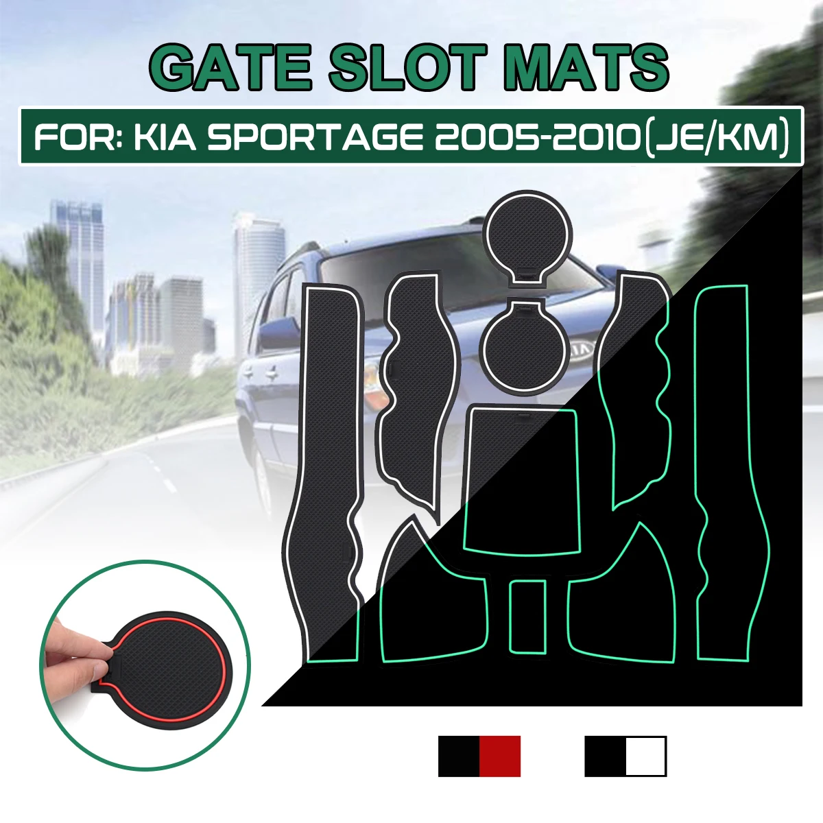 

10pcs for KIA Sportage 2005 2006 2007 2008 2009 2010 JE KM Anti-Slip Gate Slot Mat Rubber Coaster Accessories Car Stickers