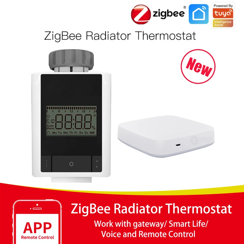 

ZigBee Thermostat Tuya Radiator Actuator Valve Smart Programmable TRV Temperature Controller Alexa Voice Control New
