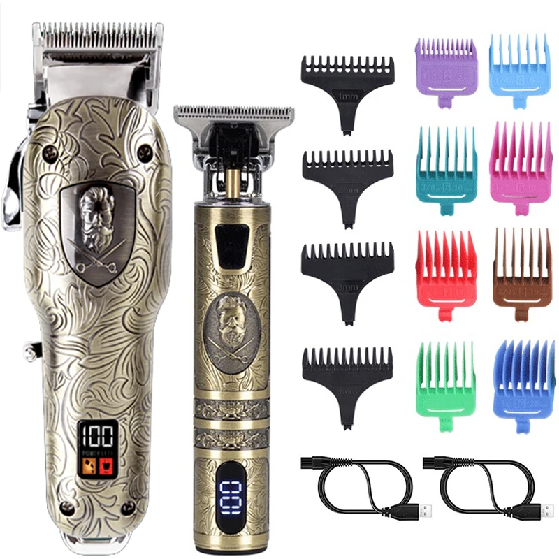 Professional Men's Hair Clipper Electric Beard Trimmer Kit LED Display Hair Cutting Blade USB Rechargeable Machine Hair Styling
