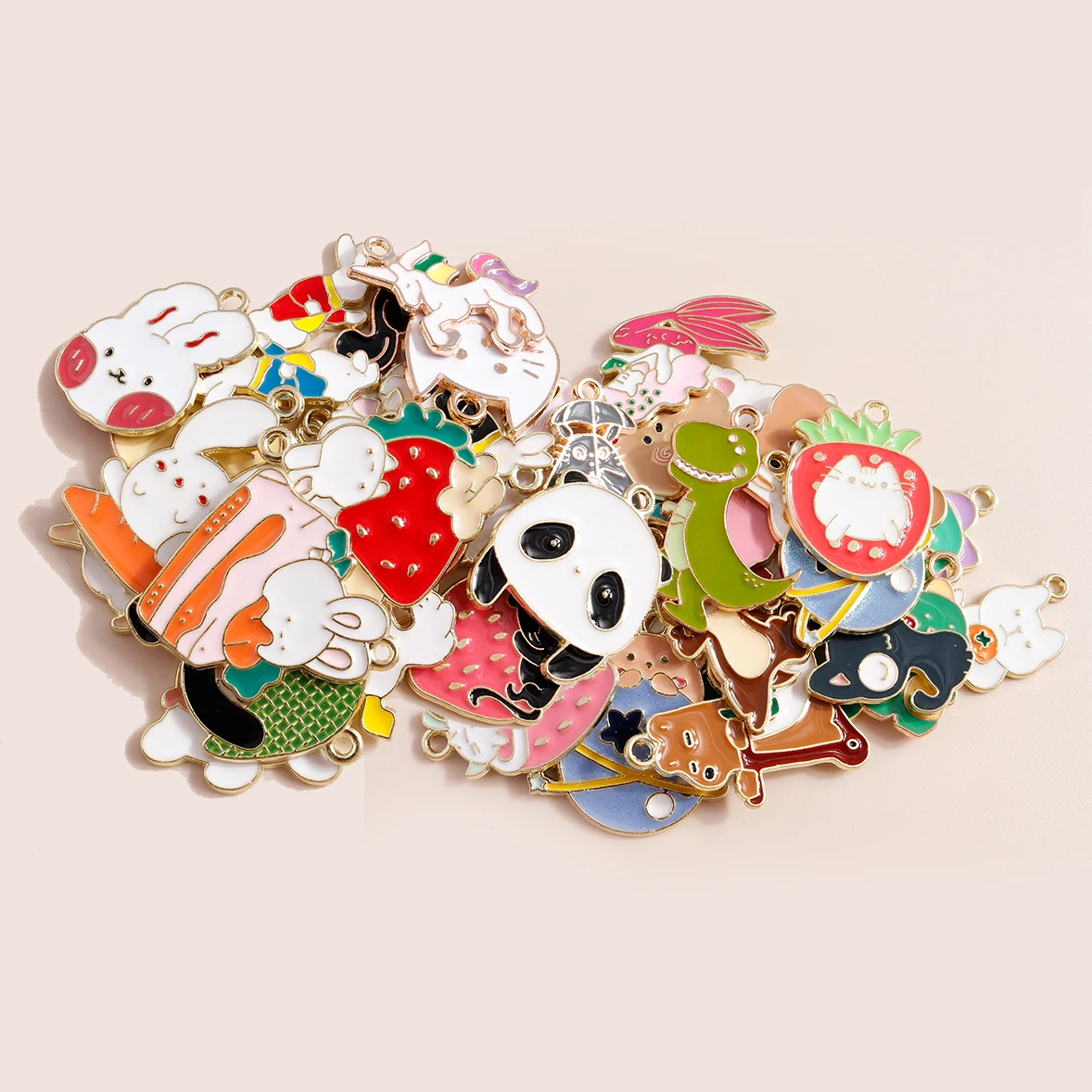 10 шт. Симпатичные эмалевые Подвески в виде динозавра медведя кролика лягушки DIY