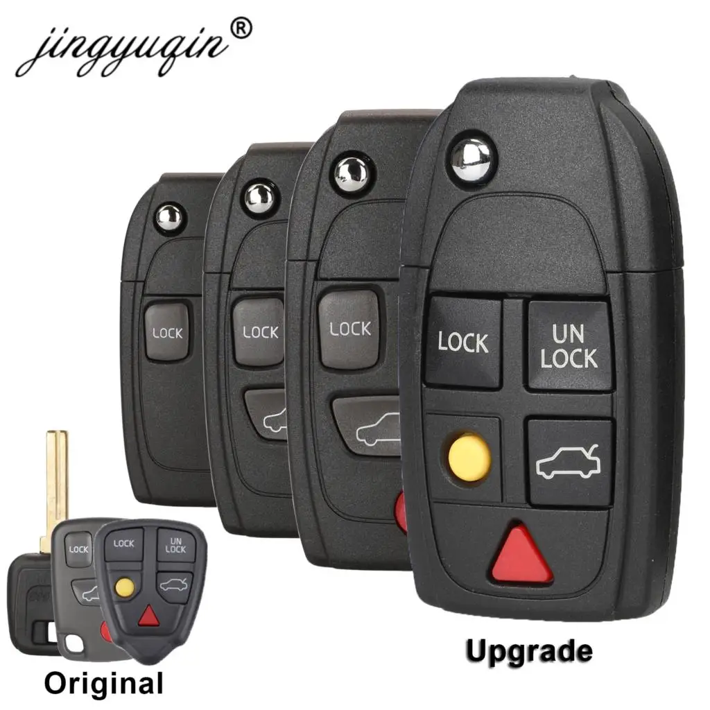 jingyuqin 2/3/4/5 Buttons Remote Flip Folding Key Shell For Volvo XC70 XC90 V50 V70 S60 S80 C30 New Replacement Fob Car Key Case