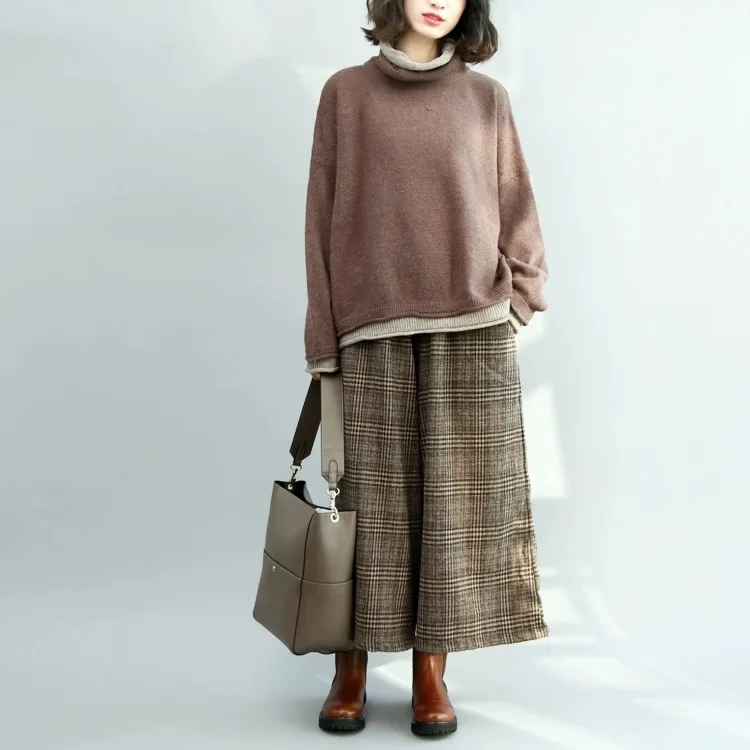 

Lazy style sweater women 2019 new autumn and winter clothes bat sleeve loose large size wild high neck bottoming sweater