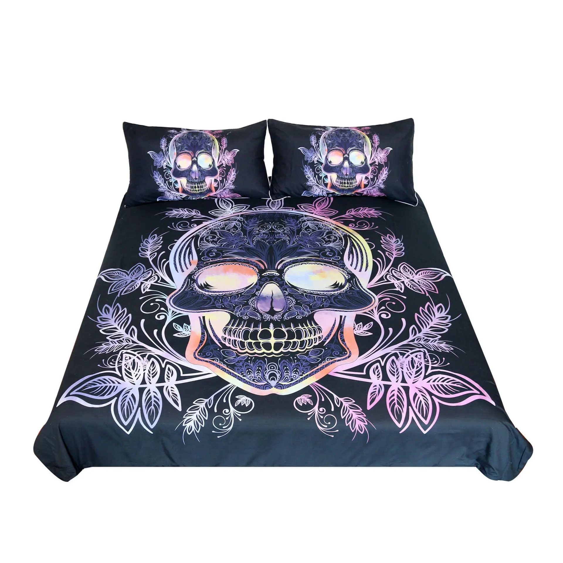Новинка 2021 Комплект постельного белья с черепом одеяло цветами листьями
