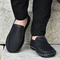 fashion mens casual flat shoes outdoor soft soled travel sneakers vogue leather men business non slip breathable loafers shoes