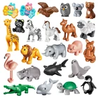 Большие строительные блоки, зоопарк, фигурки животных, аксессуары, Лев, фламинго, совместимые большие блоки, Детские сборные игрушки для детей, подарок на вечеринку