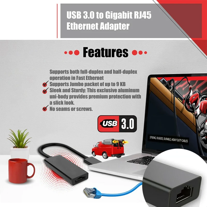 Сетевой адаптер USB 3 0 Gigabit Ethernet LAN RJ45 1000 Мбит/с для Windows PC Mac|Сетевые адаптеры c