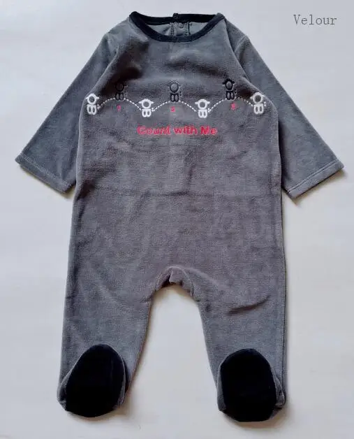 grey velour Боди для малышей; пижамы; детская одежда с длинными рукавами; одежда для детей; комбинезоны для новорожденных; Одежда для мальчиков и девочек; Детский комбинезон - Цвет: grey velour