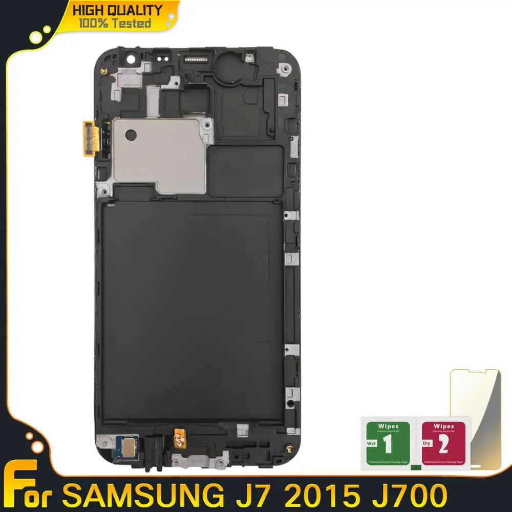 ЖК дисплей для Samsung Galaxy J7 2015 J700 SM J700M J700H Super Amoled сенсорный экран дигитайзер с рамкой