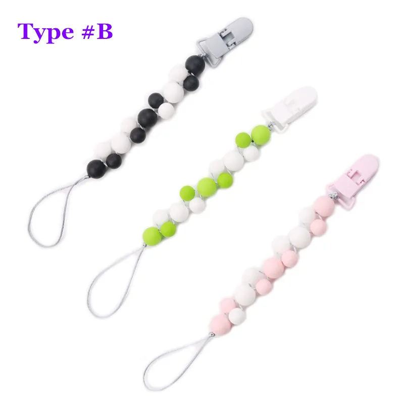 

OOTDTY 1PC Baby Pacifier Chain Nipple Clip Silicone Newborn Teether Anti-drop Chains DIY Infant Teething Chew Toys