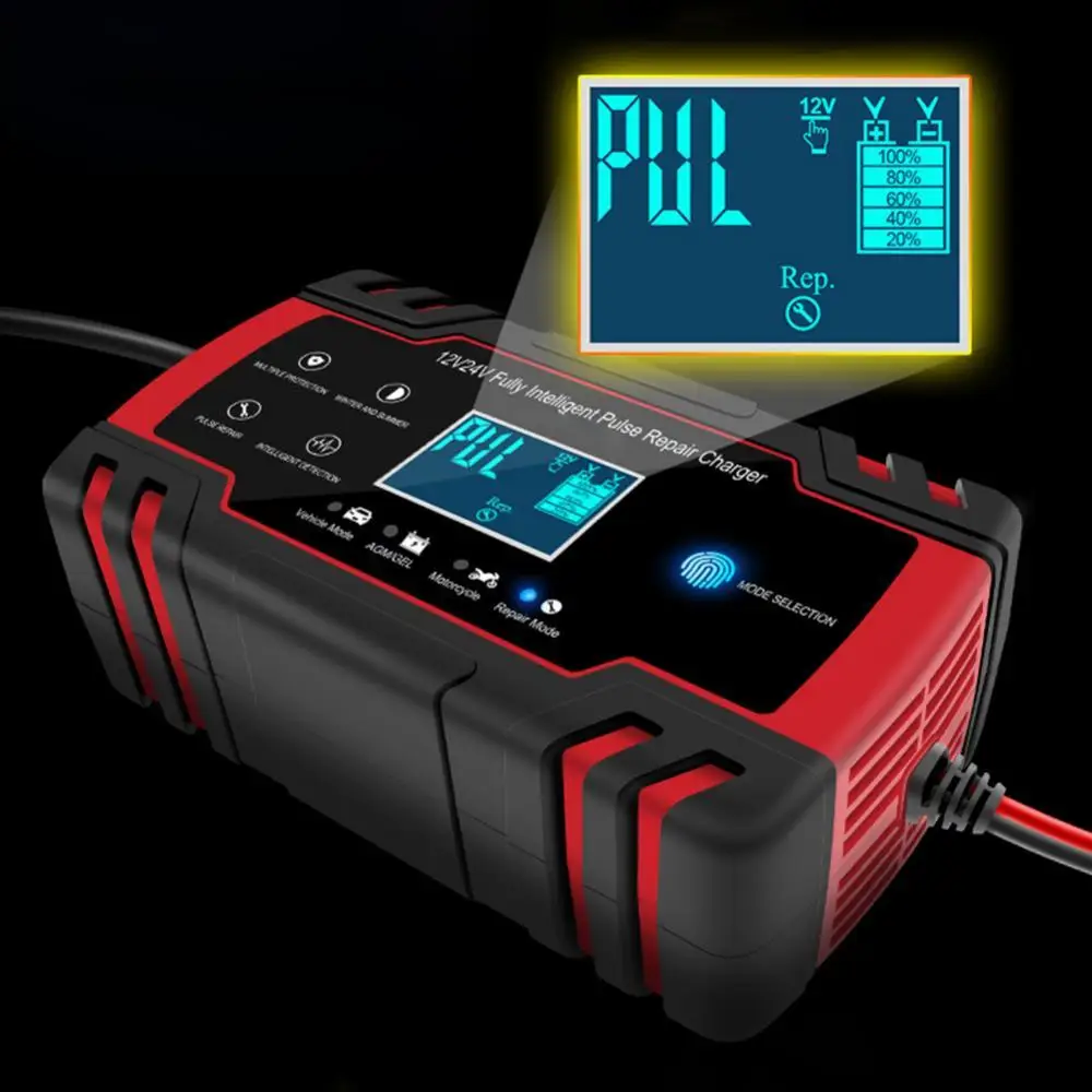 80% Hot Sell 12/24V Car Vehicle LCD Display Intelligent Pulse Repair Power Battery Charger