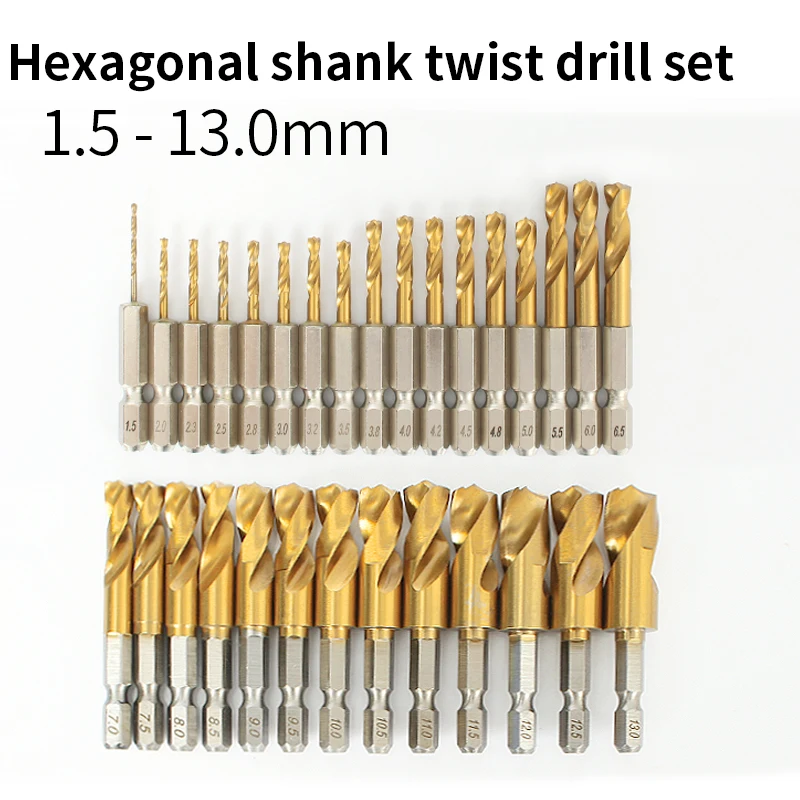 Hexagonal handle 1/4 inch angle iron plate stainless steel special twist drill set Q type ultra short drill hole 1.5-13mm