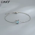 Женский браслет с кошачьими ушками CIAXY, креативный браслет из стерлингового серебра 925 пробы с синими кристаллами Для Подружек