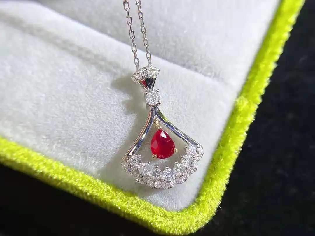 Ожерелье из настоящего золота 18 К (au750) с подвеской в виде юбки рубинами и