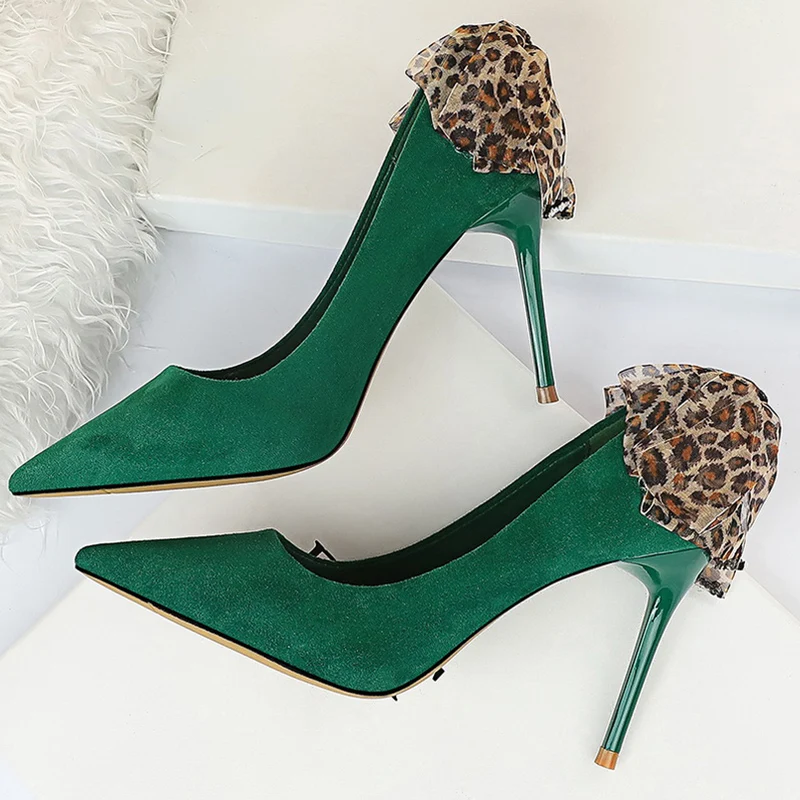 Размера плюс 2021 женские 9 5 см Свадебные туфли на высоком каблуке синий зеленый