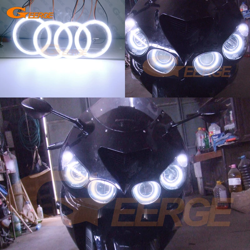Для Kawasaki Ninja ZX14 zx14r ZZR1400 2006 2011 отличный ультра яркий COB led angel eyes kit halo rings|Аксессуары