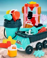 7pcsset baby beach toys sandbox toys for children sandpit sand molds sand castle tool cart shovels bucket outdoor toy