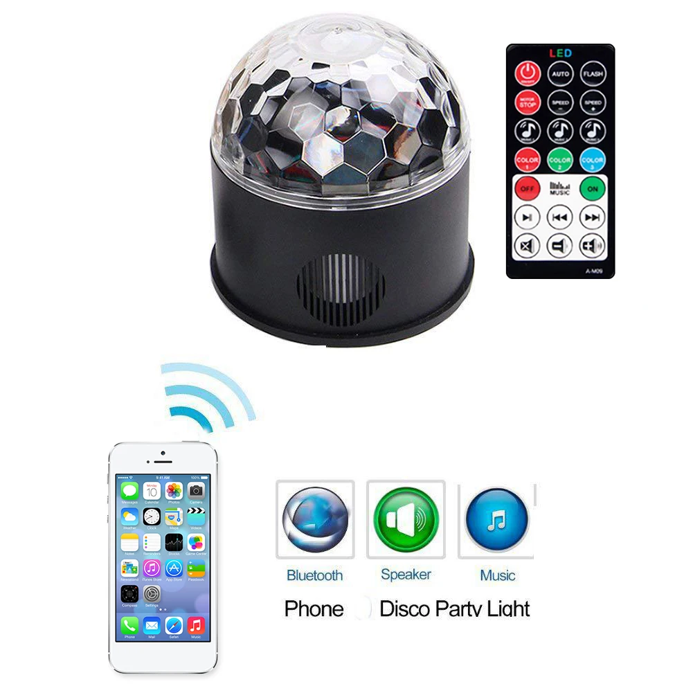 

Colorful Activated Disco Ball LED Stage Lights Remote Control Stage DJ Disco Lamp RGB Laser Projector Light Lamp Party Supplies