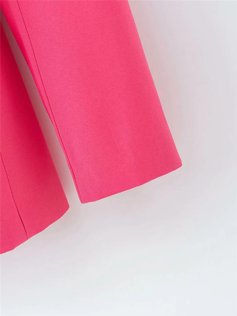 

Elegant women chic button blazer 2020 office ladies pocket jackets casual female slim notched suits solid pink girls chic sets