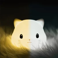 silicone cat led night light touch sensor 2 colors dimmable timer rechargeable bedroom bedside lamp for children kids baby gift