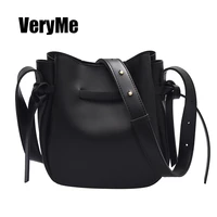 VeryMe Fashion Bucket Bags For Women Soft Leather Ladies Crossbody Bags Solid Color Casual Totes Female Simple Sac De Luxe Femme