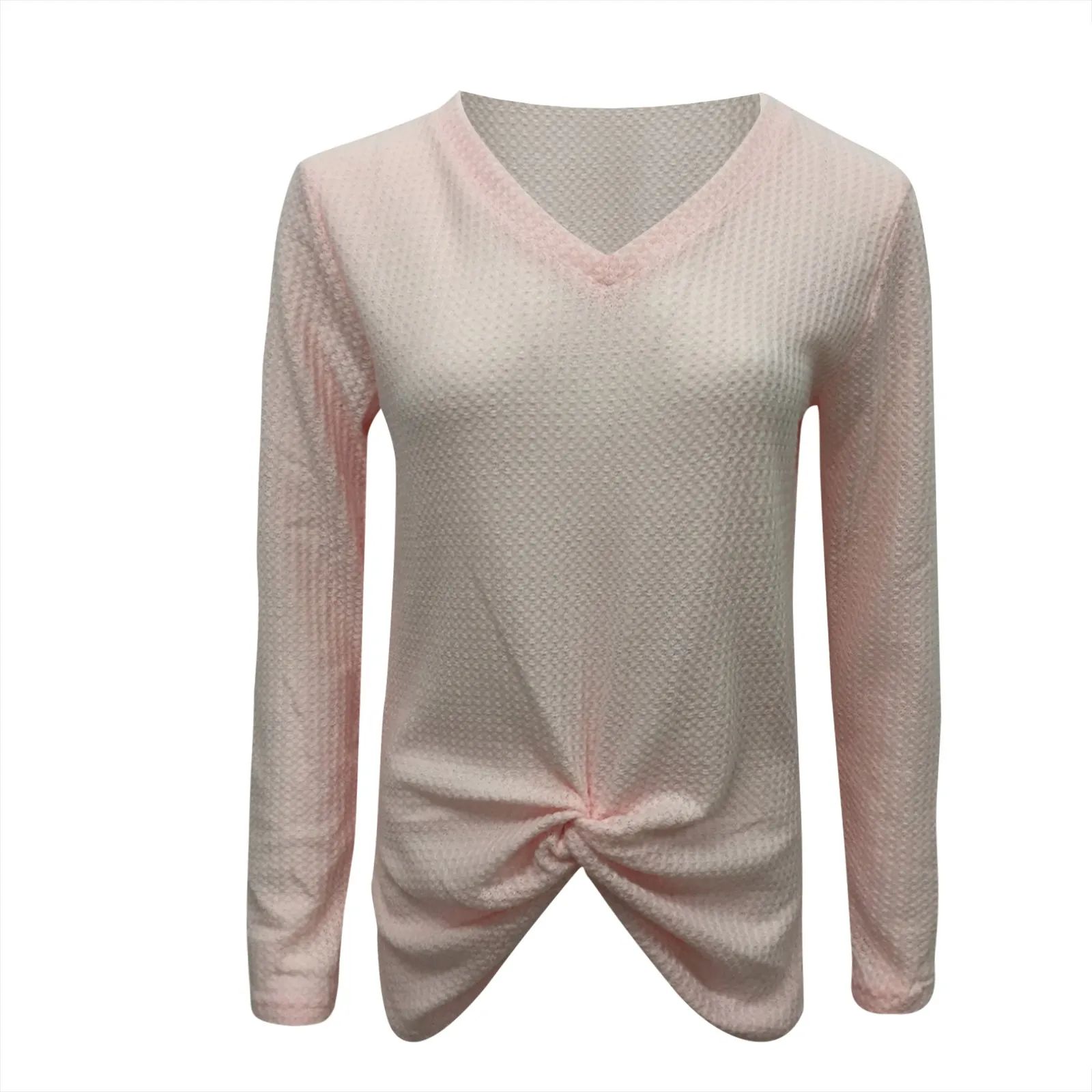 

Fashion Soft Knitted Blouse Shirt Loose Knot V-Neck Tops Casual Autumn Winter Ladies Female Women Long Sleeve Blusas Pullover