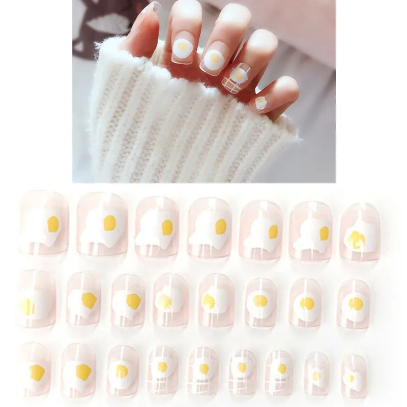 24 шт./компл. милые модные фрукты накладные ногти для ног Готовые Ногти простая