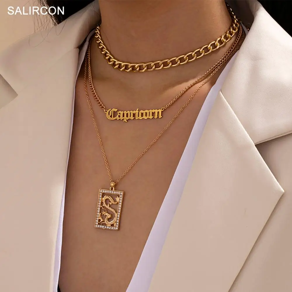 Кулон Козерог для женщин и мужчин Kpop с кристаллами дракона винтажное