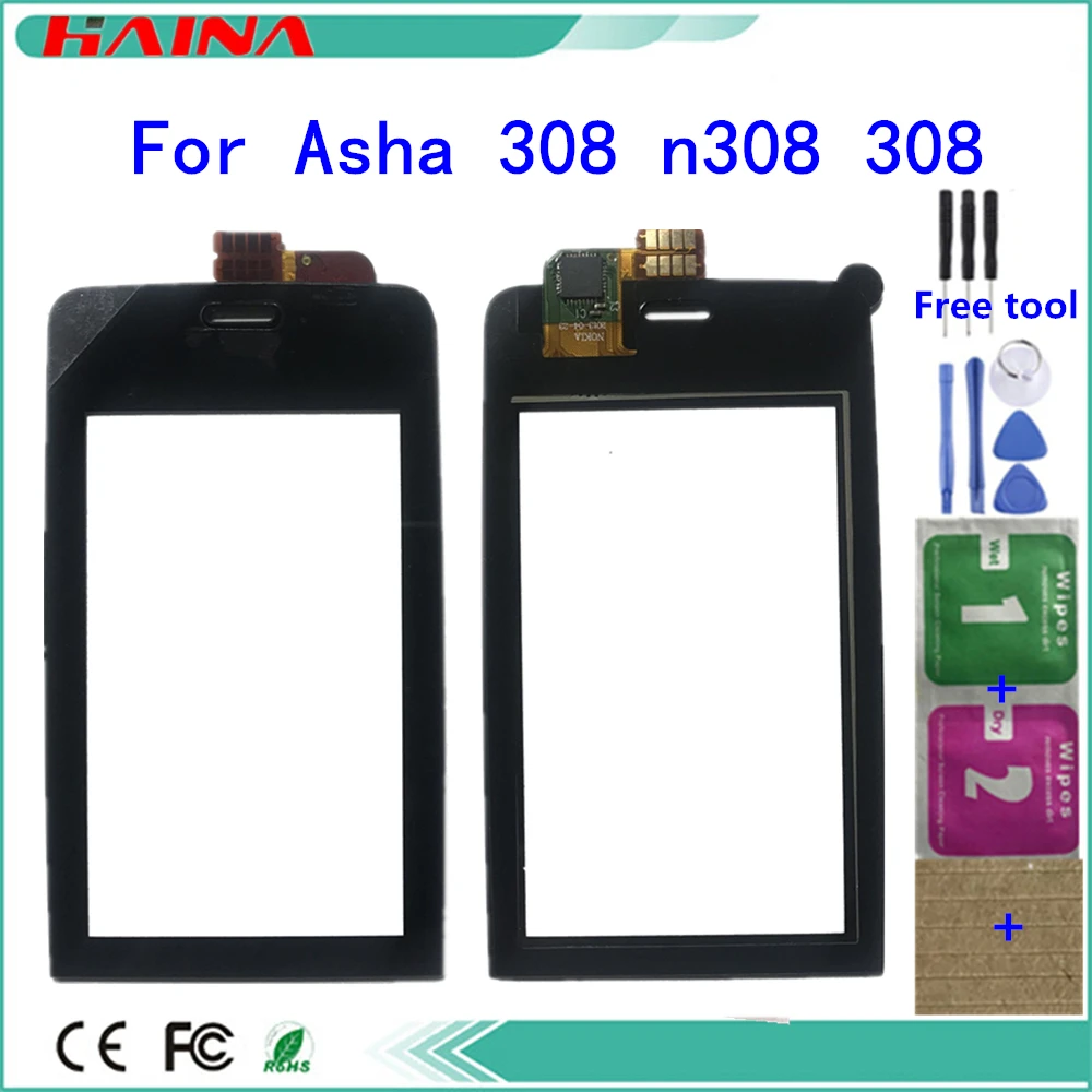 Черное Переднее стекло для Nokia Asha 308 309 310 сенсорный экран дигитайзер Датчик