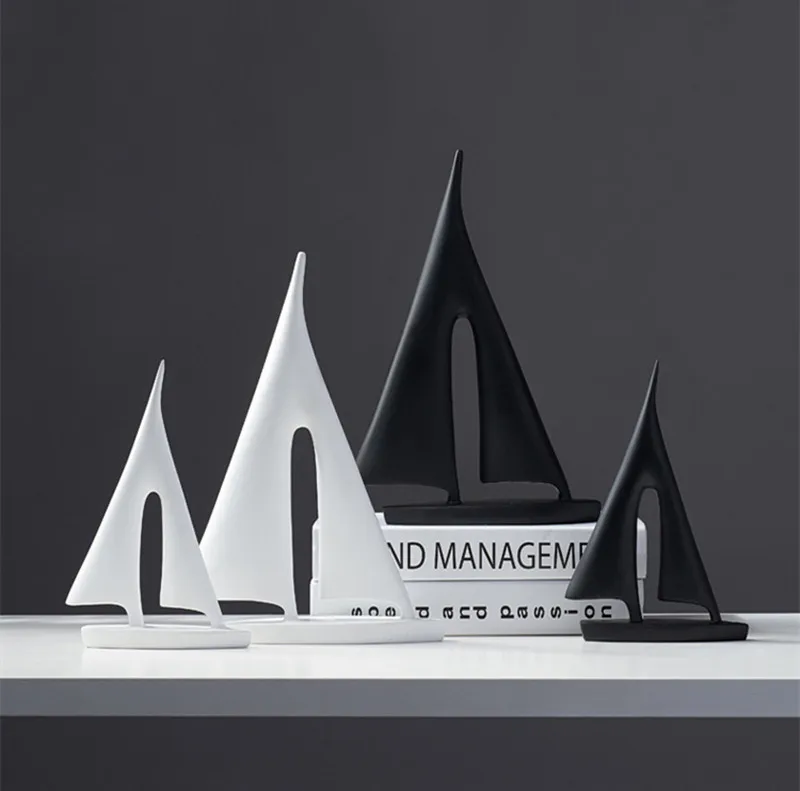 

[New] 30cm Europe originality Abstract art Resin sailboat modern stylish home decor decoration craft ornaments sailboat statue