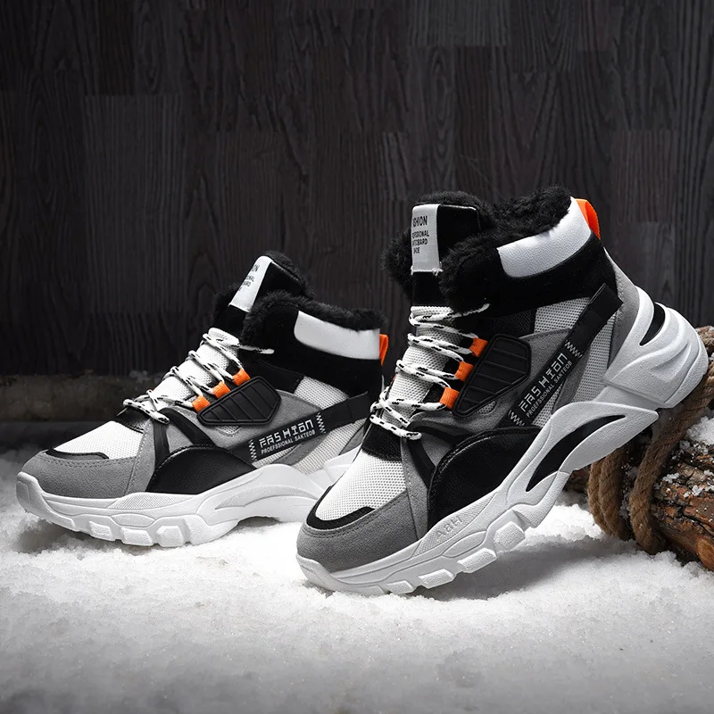 

Brand Winter Boots Men Warm Trend Casual Men High Top Shoes Comfortable Sneakers Warm Fur Snow Outdoor Boots Ankle Boots