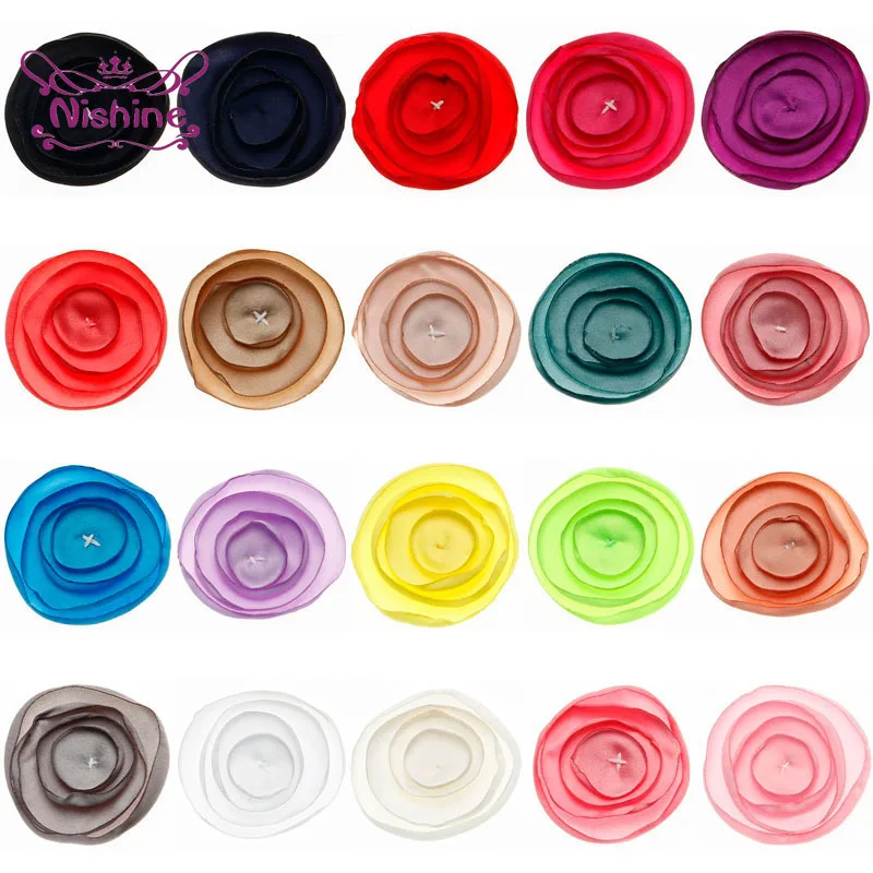 

10 шт./лот 5 см Многослойные Цветы Аксессуары для волос «сделай сам» материалы ручной работы Детская повязка на голову украшение для одежды м...