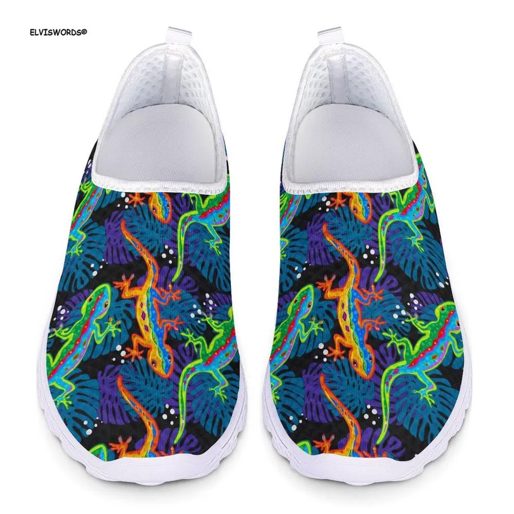 ELVISWORDS/повседневная женская обувь на плоской подошве с объемным рисунком ящерицы сезон весна лето удобные