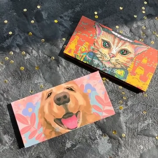 12 цветов милые животные тени для век паллет кошка собака Тени Палитра пигментов| |