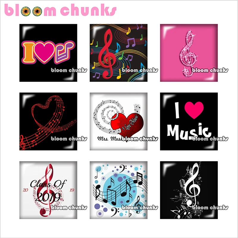 L Love Music photo для квадратного стеклянного кабошона с плоской задней частью делая