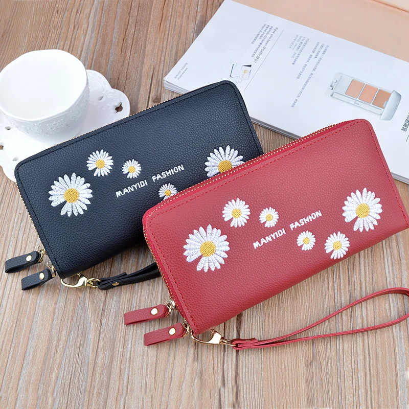 Новинка 2020 женские кошельки Длинный кошелек клатч с цветком большая