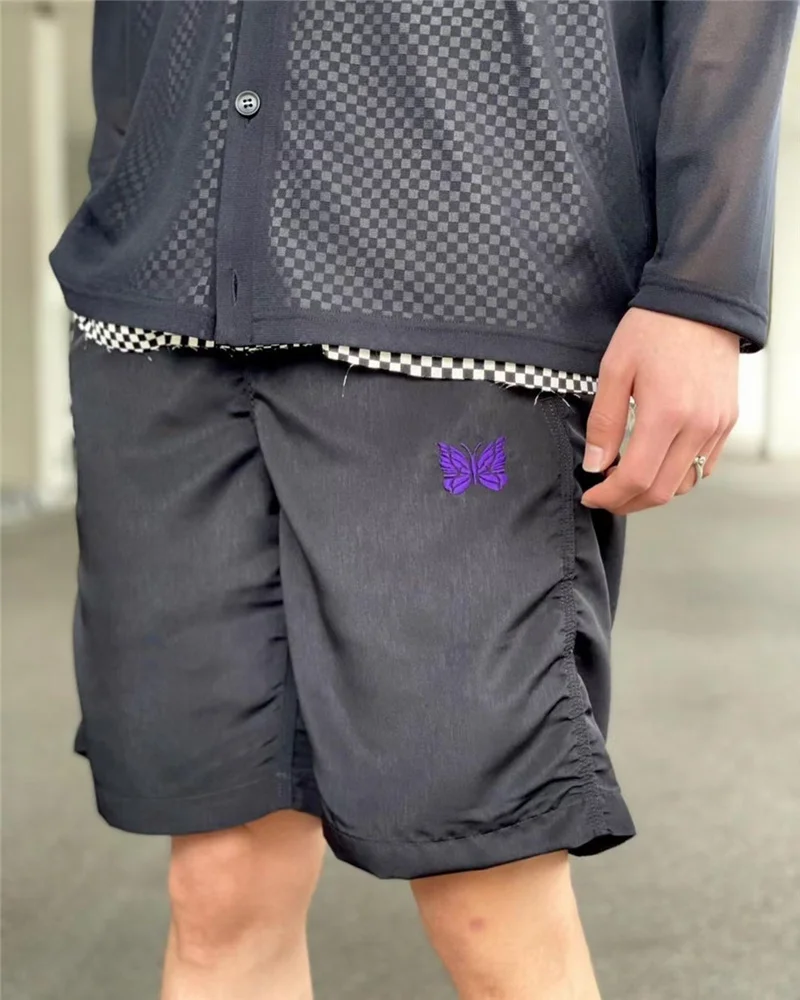 

AWGE Needles Shorts Men Women 1:1 Best Quality Butterfly Embroidered Beach Shorts Fashion Casual Breechcloth
