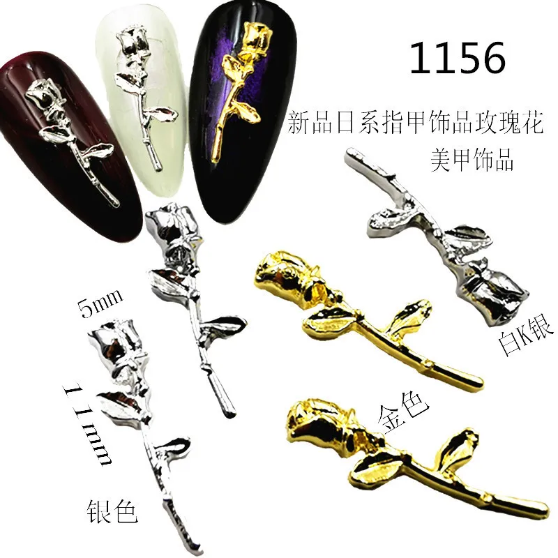 50 шт./упак. Япония 3D нейл-арта украшения сплав очарование роза цветок ногтей