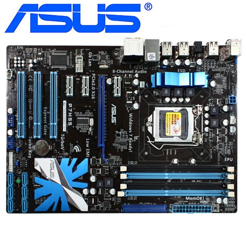 Материнские платы ASUS 1156 Pro LGA DDR3 16 ГБ для настольной системной Intel P55 PCI E X16