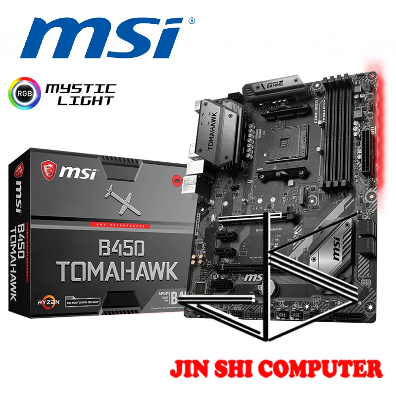 

NEW MSI B450 TOMAHAWK Socket AM4 Supports DDR4 Memory, up to 3466+(OC) MHz TURBO M.2 AMD Turbo USB 3.1 GEN2
