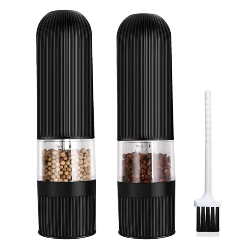 

2 Pcs Pepper Mill Electric Salt Mill Spice Mill with Light Ceramic Grinder Adjustable Fineness Salt and Pepper Mill Tool
