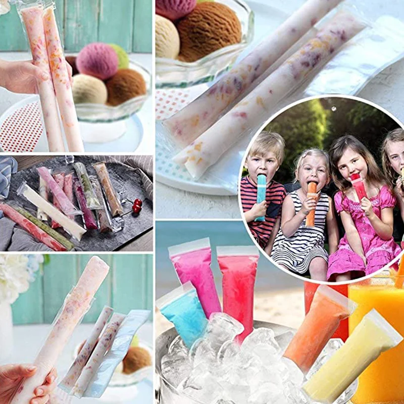 200PCs Disposable Ice Popsicle Molds Bags Zip-Lock Pouch Freeze Pops Bag Funnel for Summer Making |