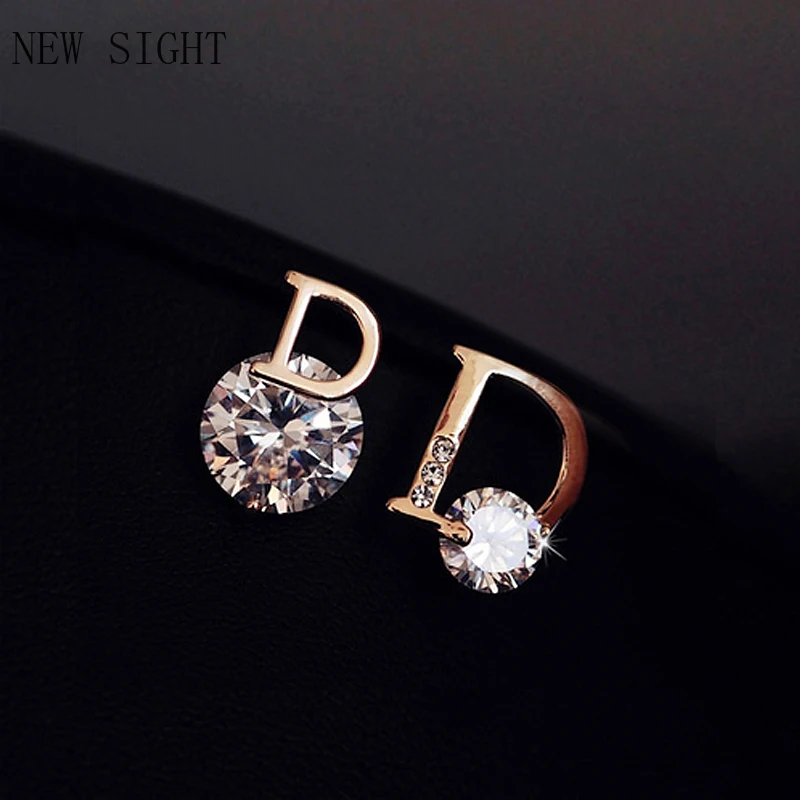 

New Sight European American Personality Shiny D Letter Earrings Sexy Party Queen Earrings Fashion Trendsetter Lady Earrings