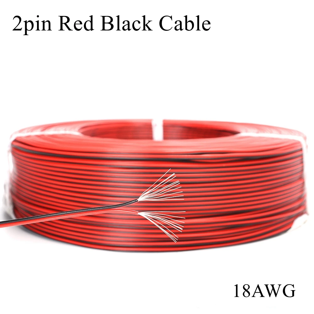 2 м/лот) UL2468 18AWG 2pin луженая медь красный черный провод ПВХ изолированный Электрический удлинитель Светодиодная лента