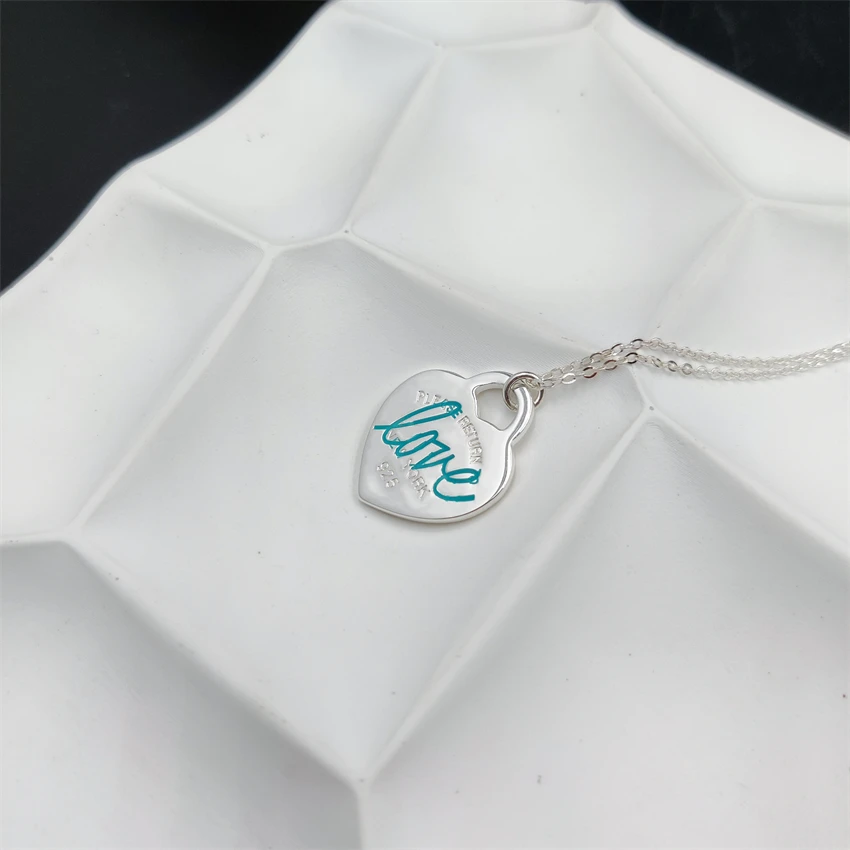 

Brand 1:1 925 Sterling Silver Necklace For Women Multiple Classic Style Heart Tag Luxury Couple Anniversary Party Jewelry Gift